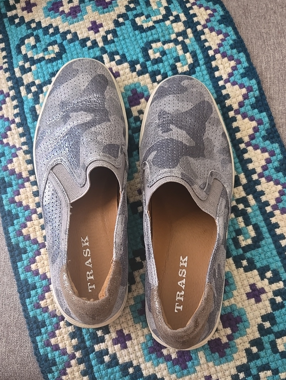 Trask Gray Camouflage Slip-On Loafers